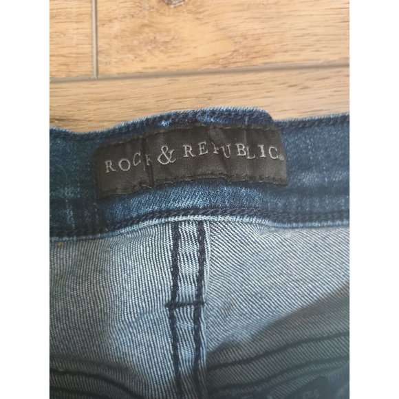 Rock & Republic Women's Jeans Sz 12 M Berlin Skinny Mid Rise Medium Wash Ripped - Picture 3 of 9